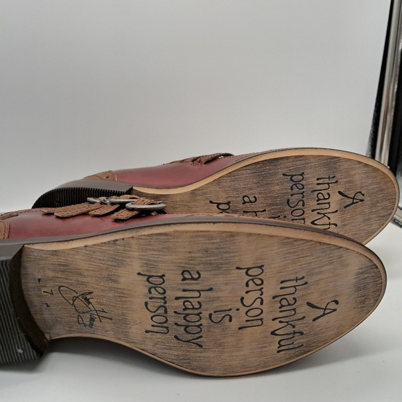 John Fluevog Alli Bottero Brown/Burgundy size 7 Mary Janes - Picture 2 of 6